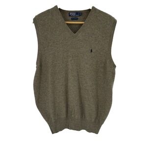 Vintage Polo Ralph Lauren Mens Sweater Vest XXL Heathered Green Lambswool Preppy